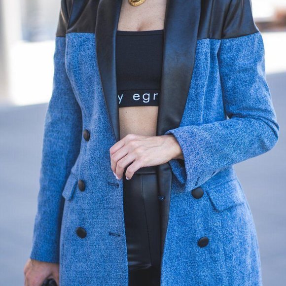 ByEgreis Denim and Leather Blazer Size XL - Picture 4 of 4